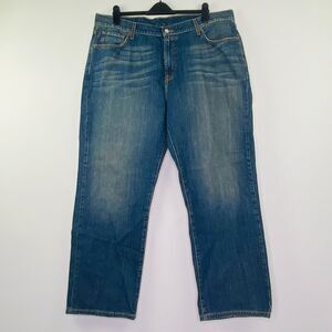 Lucky Brand Men's 40 Short Blue Jeans Boot Cut Whiskered Stone Wash Dungarees C